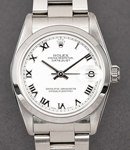 Mid Size 31mm Datejust in Steel with Smooth Bezel on Bracelet with White Roman Dial