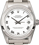 Mid Size 31mm Datejust in Steel with Smooth Bezel on Bracelet with White Roman Dial