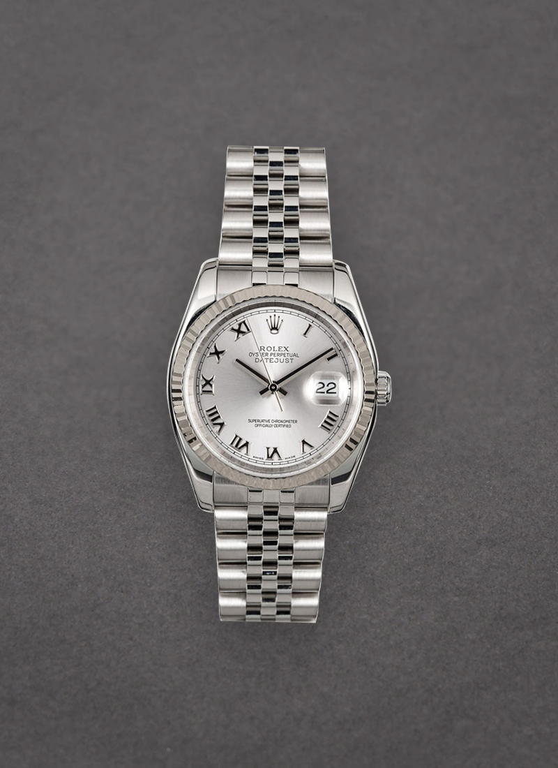 Pre-Owned Rolex Datejust 36mm with White Gold Fluted Bezel