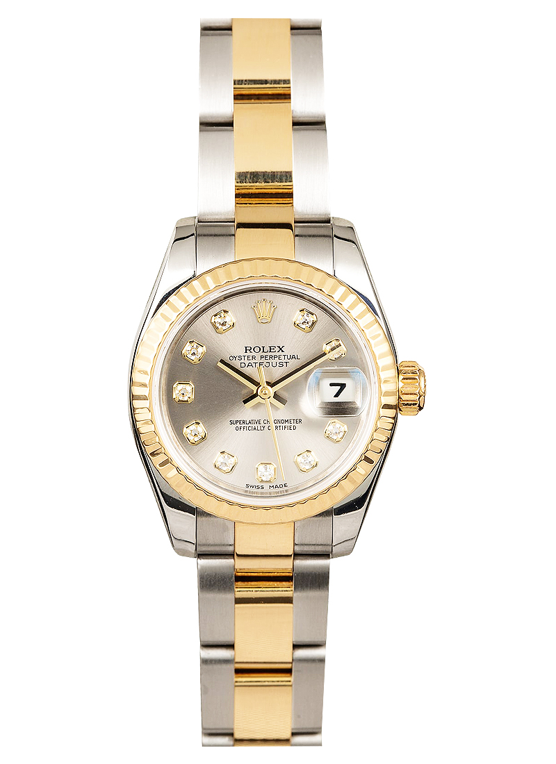 Pre-Owned Rolex Datejust Lady's in Steel with Yellow Gold Fluted Bezel
