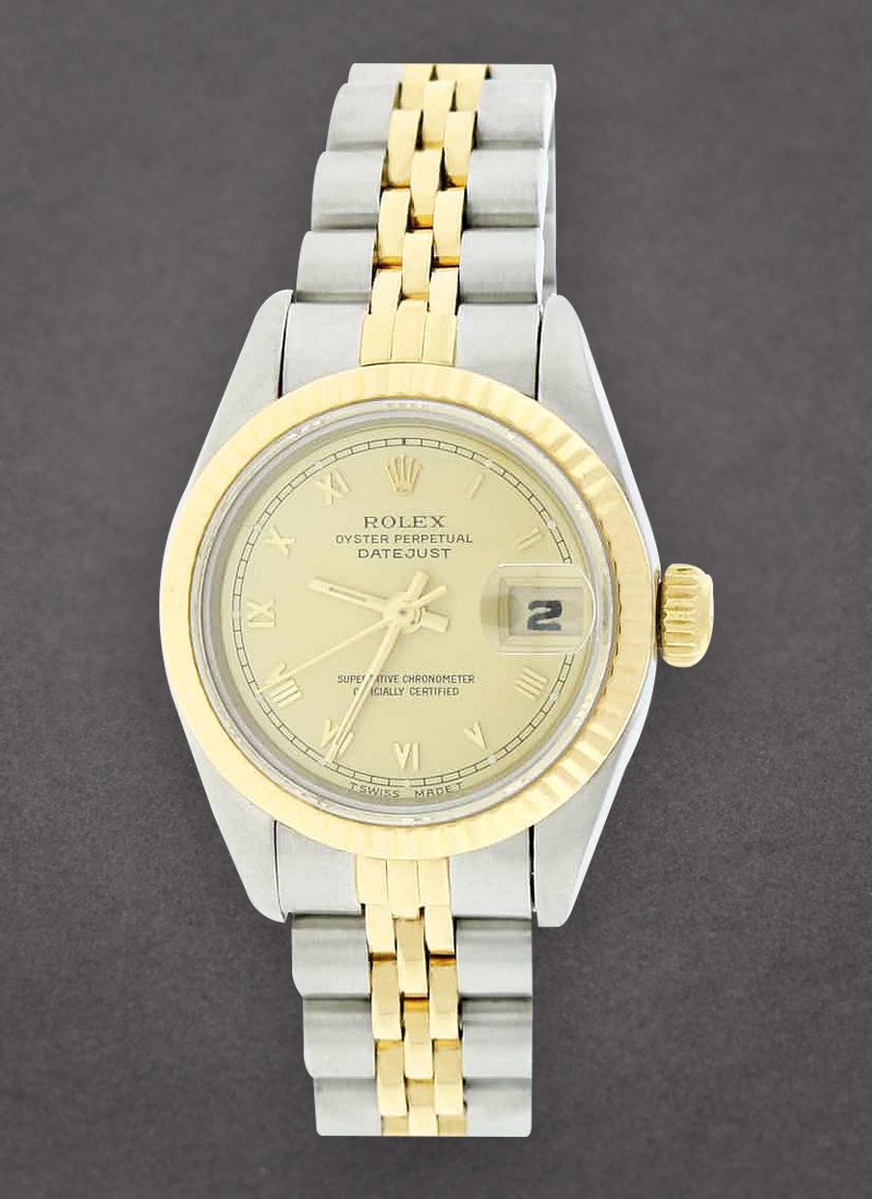 Pre-Owned Rolex Ladies 26mm Datejust in Steel with Yellow Gold Fluted Bezel