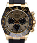 Daytona Cosmograph in Yellow Gold with Black Bezel on Strap with Champagne Dial - Black Subdials