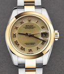 Ladies 2-Tone Datejust 26mm on Oyster Bracelet with Champagne Decorated MOP Roman Dial