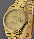 President in Yellow Gold with Fluted Bezel on Yellow Gold President Bracelet with Champagne Stick Dial