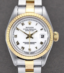 Datejust 26mm Ladies in Steel with Yellow Gold Fluted Bezel on Oyster Bracelet with White Roman Dial