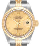 Datejust Ladys in Steel with Yellow Gold Fluted Bezel on Steel and Yellow Gold Jubilee Bracelet with Champagne Arabic Dial