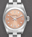 Ladies No Date 26mm in Steel wih Smooth Bezel On Oyster Bracelet with Pink Arabic Dial