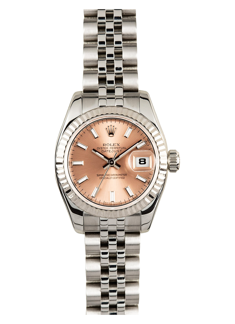 Pre-Owned Rolex Datejust 26mm in Steel with White Gold Fluted Bezel