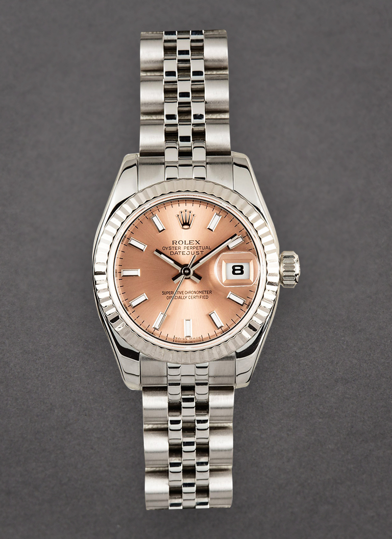 Pre-Owned Rolex Datejust 26mm in Steel with White Gold Fluted Bezel