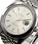 Datejust 41mm in Steel with Smooth Bezel on Jubilee Bracelet with Silver Stick Dial