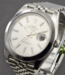 Datejust 41mm in Steel with Smooth Bezel on Jubilee Bracelet with Silver Stick Dial