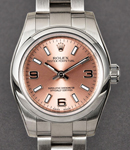 Oyster Perpetual Ladies No Date in Steel with Smooth Bezel on Steel Oyster Bracelet with Pink Arabic Dial