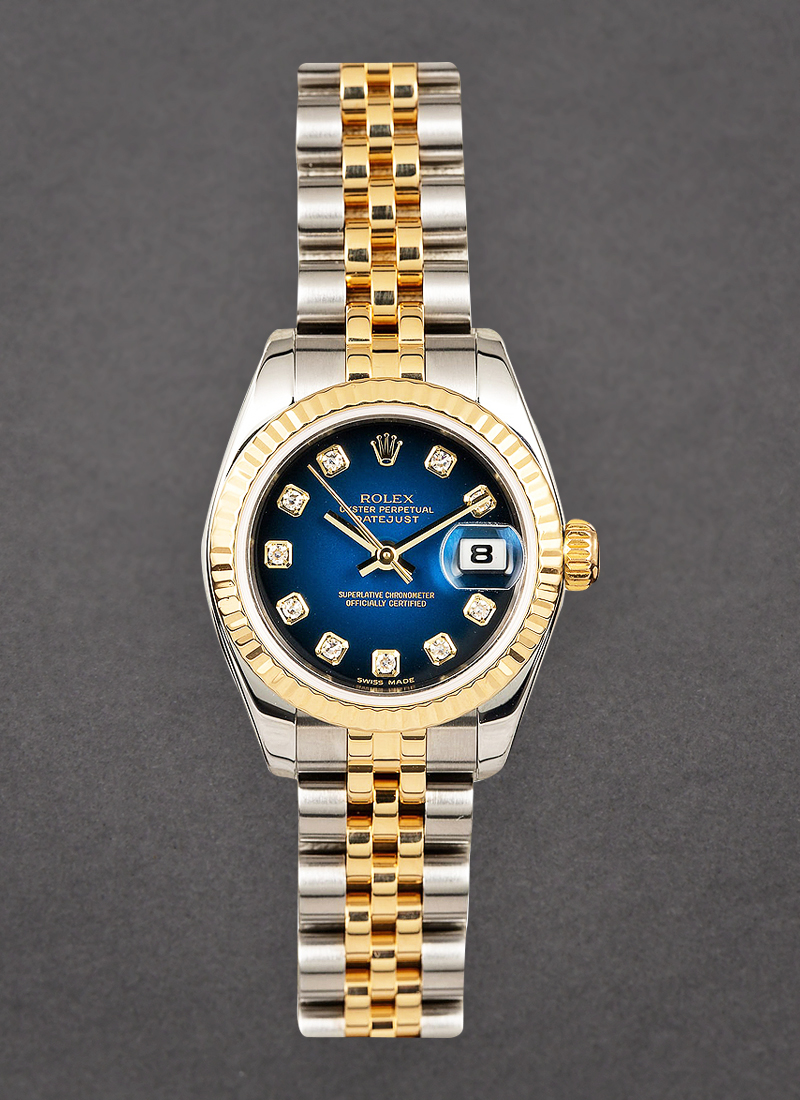 Pre-Owned Rolex Datejust 26mm Ladies in Steel with Yellow Gold Fluted Bezel