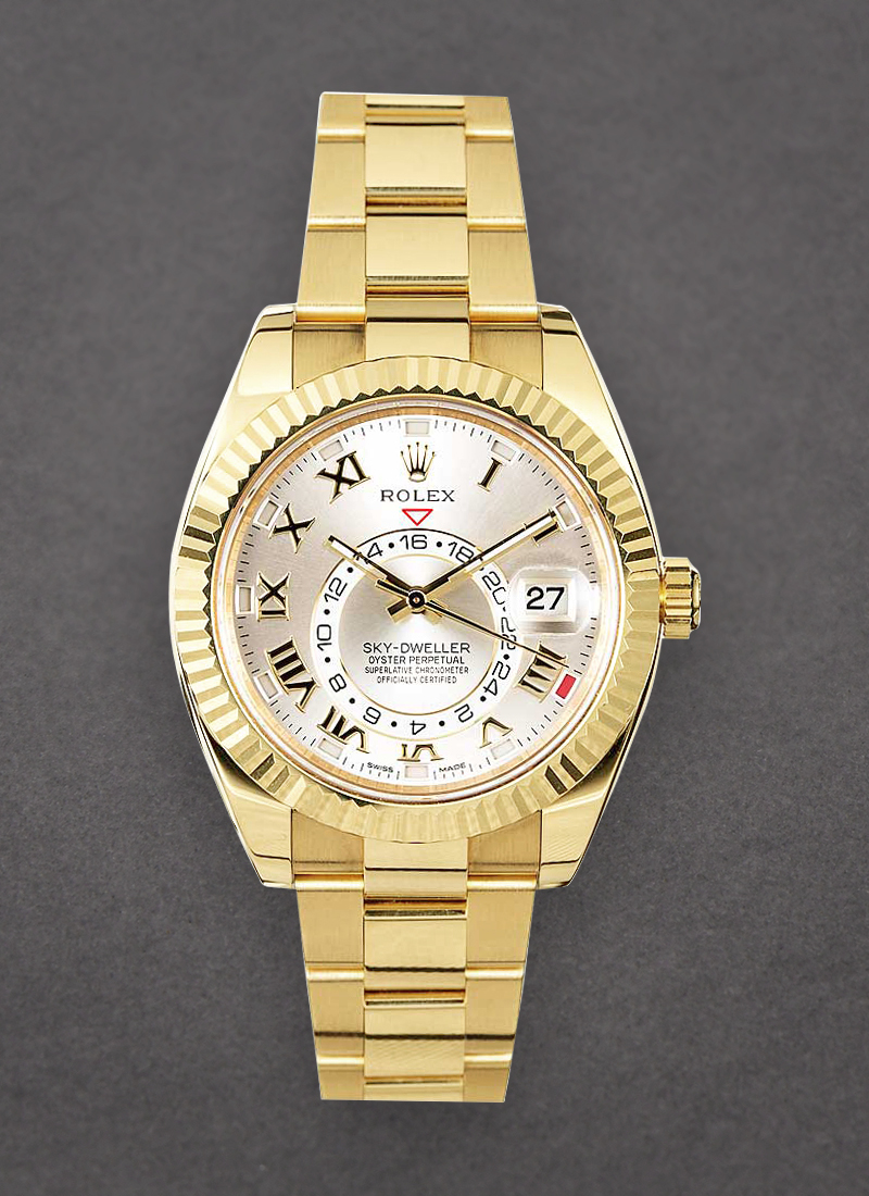 Pre-Owned Rolex Sky Dweller 42mm in Yellow Gold with Fluted Bezel