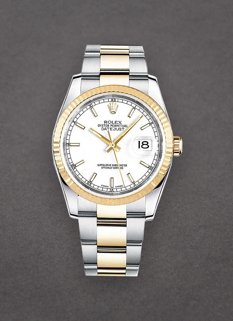 Pre-Owned Rolex Datejust 36mm in Steel with Yellow Gold Fluted Bezel