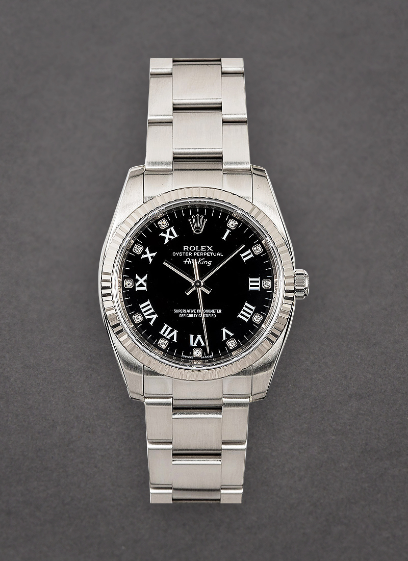 Pre-Owned Rolex Air King with White Gold Fluted Bezel