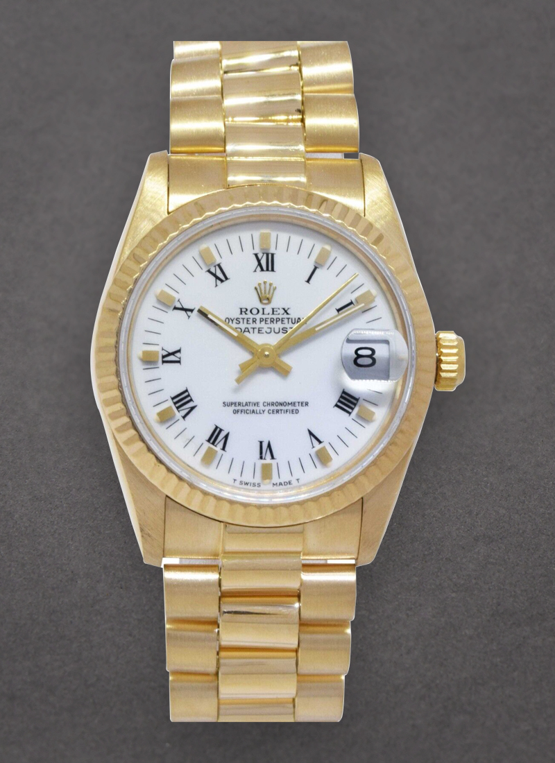 Pre-Owned Rolex Midsize  President 31mm Yellow Gold with Fluted Bezel