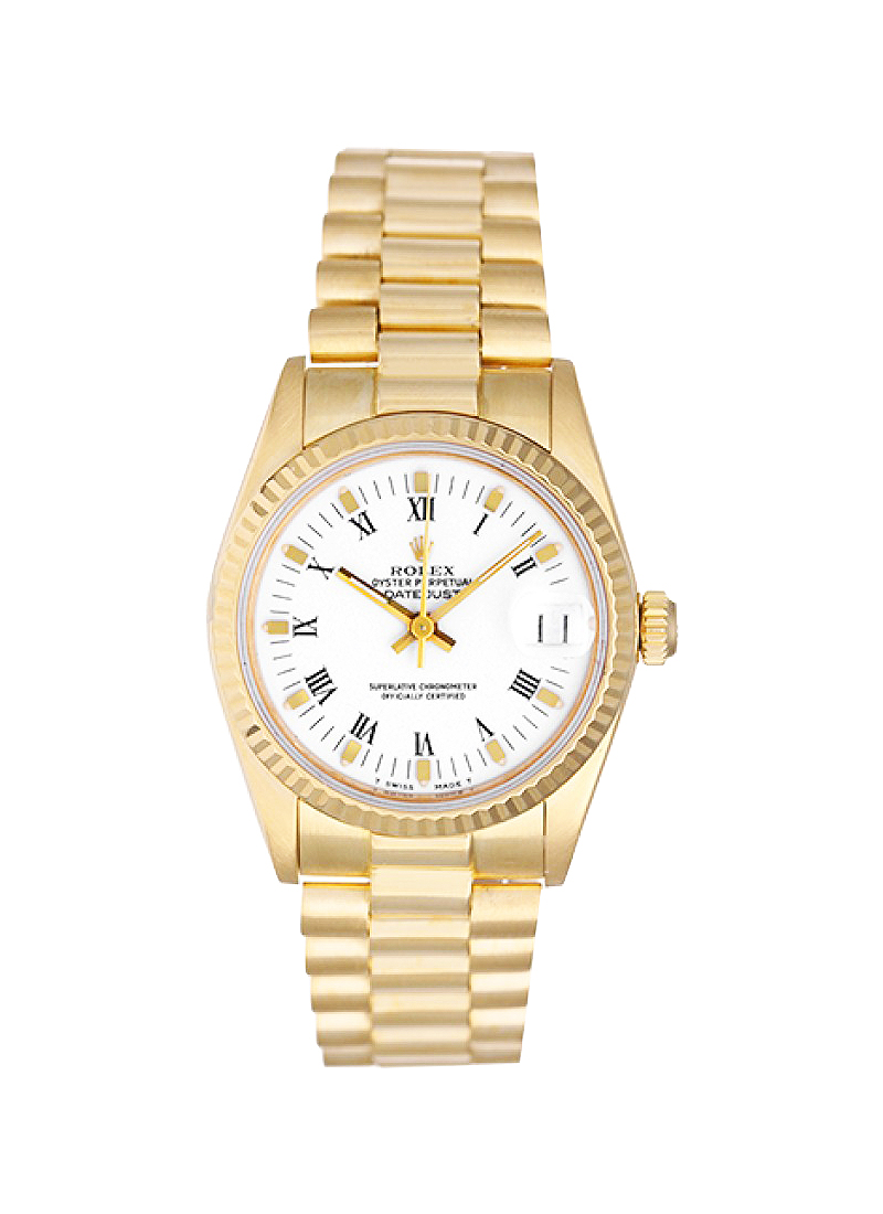 Pre-Owned Rolex Midsize  President 31mm Yellow Gold with Fluted Bezel