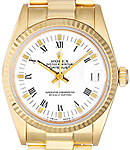 Midsize  President 31mm Yellow Gold with Fluted Bezel on President Bracelet with White Roman Dial