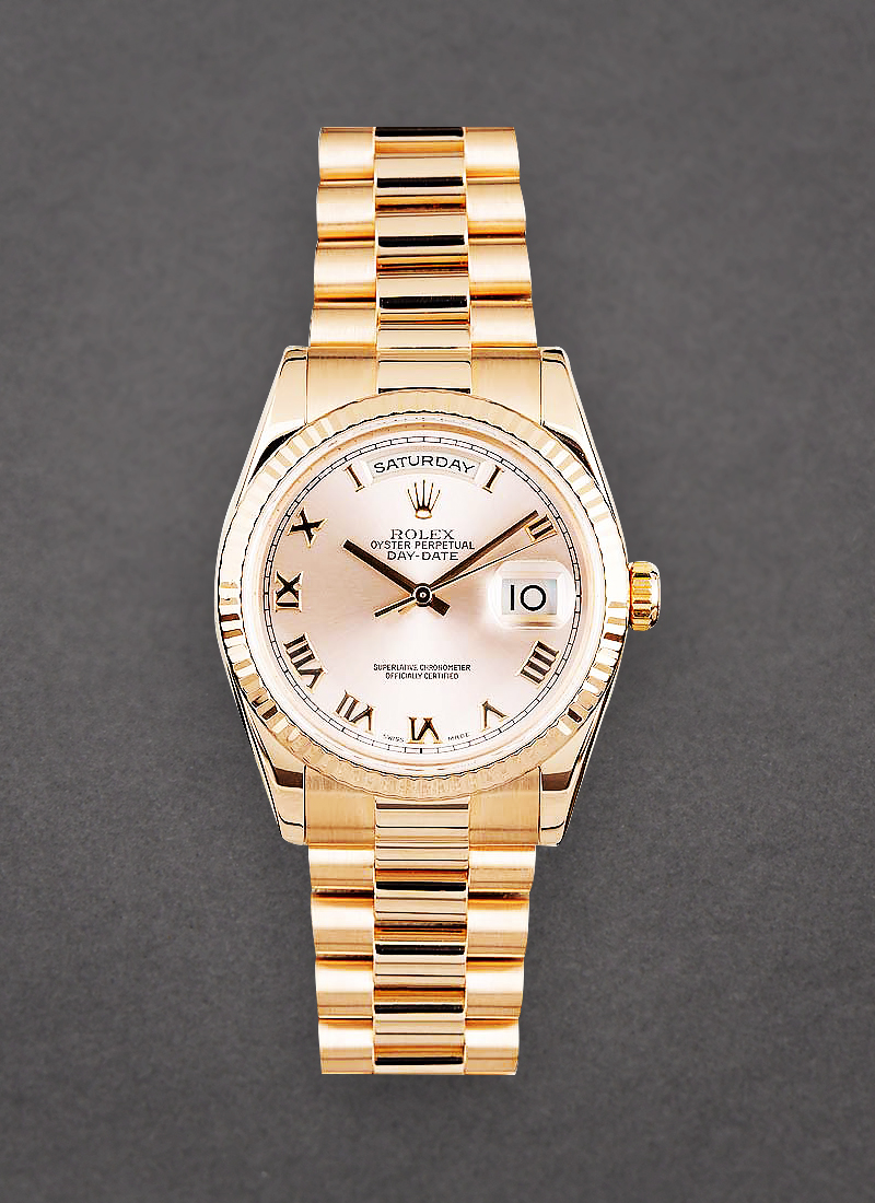 Pre-Owned Rolex President 36mm Day Date in Rose Gold with Fluted Bezel