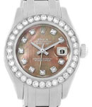 Masterpiece 29mm in White Gold with Diamond Bezel on Pearlmaster Bracelet with Black MOP Diamond Dial