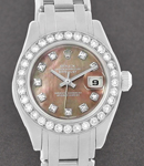 Masterpiece 29mm in White Gold with Diamond Bezel on Pearlmaster Bracelet with Black MOP Diamond Dial