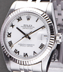 Mid Size - Datejust - steel - Fluted Bezel on Jubilee Bracelet with White Roman Dial