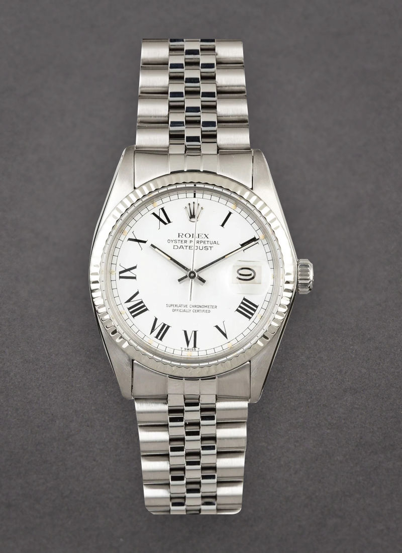 Pre-Owned Rolex Datejust 36mm in Steel with White Gold Fluted Bezel