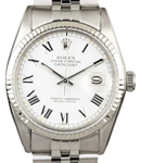 Datejust 36mm in Steel with White Gold Fluted Bezel on Jubilee Bracelet with White Roman Dial