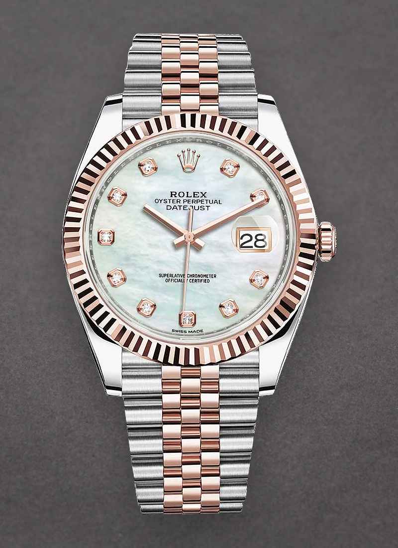 Rolex Unworn Datejust 41mm in Steel with Rose Gold Fluted Bezel