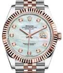 Datejust 41mm in Steel with Rose Gold Fluted Bezel on Steel and Rose Gold Jubilee Bracelet with MOP Diamond Dial