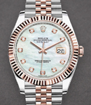 Datejust 41mm in Steel with Rose Gold Fluted Bezel on Steel and Rose Gold Jubilee Bracelet with MOP Diamond Dial