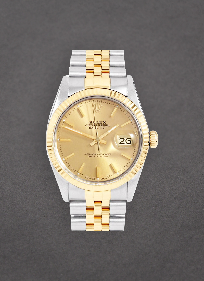 Pre-Owned Rolex Datejust 36mm in Steel with Yellow Gold Fluted Bezel