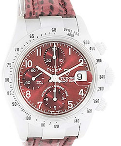 Tiger Prince Date Chronograph in Stainless Steel on Pink Leather Strap with Pink Dial