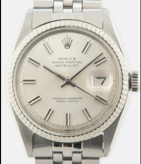 Vintage Datejust 36mm in Steel with Fluted Bezel On Steel Jubilee Bracelet with Silver Index Dial