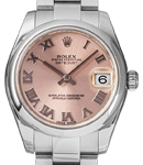 Datejust 31mm in Steel with Domed Bezel on Oyster Bracelet with Pink Roman Dial