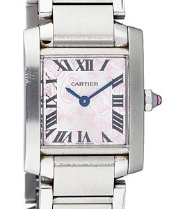 Tank Francaise Quartz in Steel On Steel Bracelet with White Roman Dial