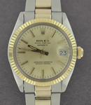 Datejust 36mm 2-Tone Men's with Yellow Gold Fluted Bezel on Oyster Bracelet with Champagne Stick Dial