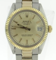 Datejust 36mm 2-Tone Men's with Yellow Gold Fluted Bezel on Oyster Bracelet with Champagne Stick Dial