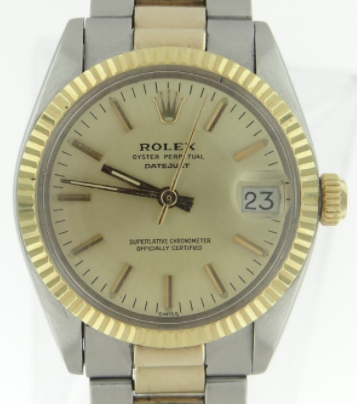 Lady's 2-Tone Date 24mm - Fluted Bezel on Oyster Bracelet with Champagne Stick Dial