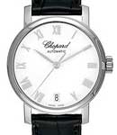 Classic Lady's Round in White Gold on Black Alligator Leather Strap with White Dial