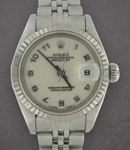 Datejust Lady's in Steel with White Gold Fluted Bezel on Steel Jubilee Bracelet with White Arabic Dial