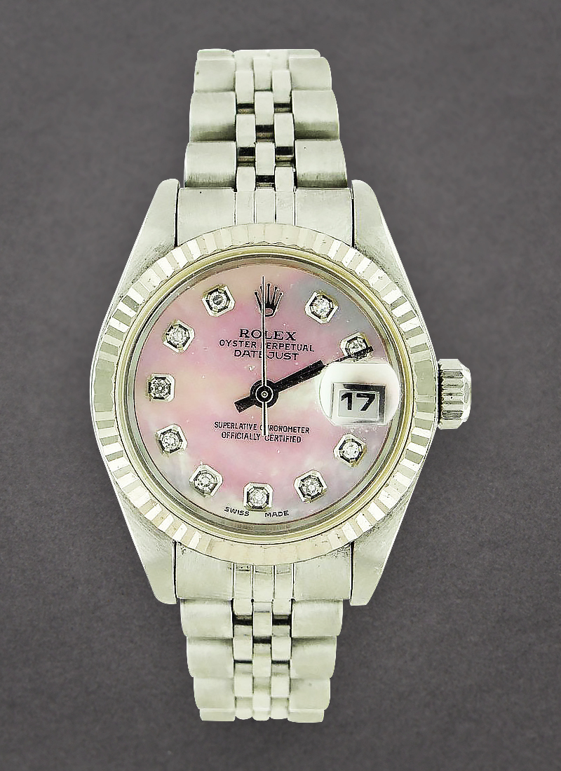 Pre-Owned Rolex Datejust Ladies in Steel with White Gold Fluted Bezel