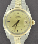 2-Tone Datejust 36mm with Yellow Gold Domed Bezel on Oyster Bracelet with Champagne Stick Dial