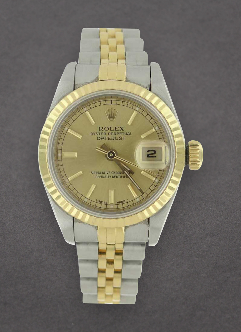 69173 used champagne stick Rolex Ladies Datejust 26mm 2 Tone with Jubilee /  Fluted Bezel | Essential Watches