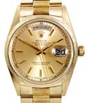Day-Date President 36mm in Yellow Gold with Bark Bezel on Bracelet with Champagne Stick Dial