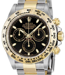 Daytona 2-Tone in Steel with Yellow Gold Bezel on Oyster Bracelet with Black Dial