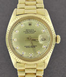 Datejust in Yellow Gold  with Fluted Bezel on Precedent Bracelet with Champagne Diamond Dial