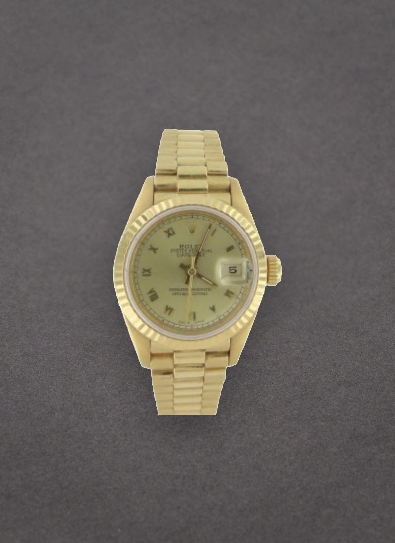 Pre-Owned Rolex Datejust Lady President in Yellow Gold with Fluted Bezel