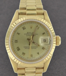 Datejust Lady President in Yellow Gold with Fluted Bezel on Yellow Gold President Bracelet with Champagne Roman Dial